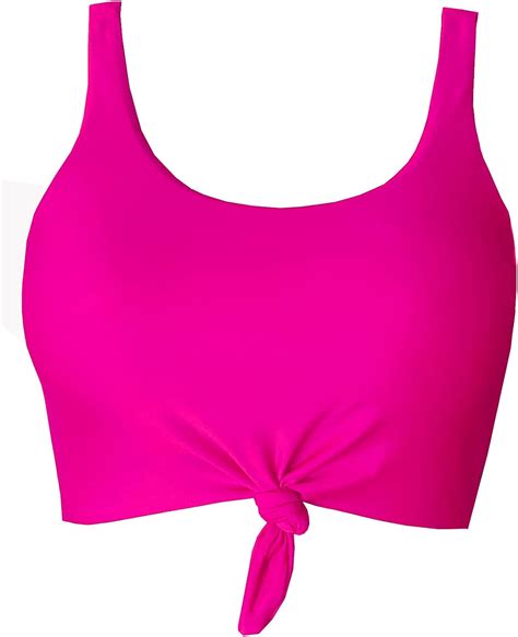 Amazon Balasami Women S Retro Scoop Neck Bow Knot Front Padded Tank Crop Top Bikini