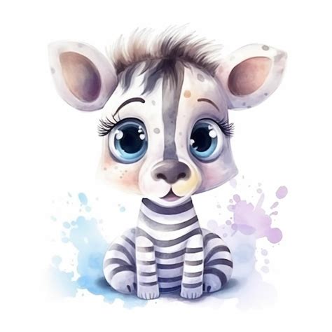 Premium Photo Watercolor Illustration Of A Baby Zebra