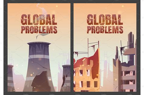 Global problems posters with | Vector Graphics ~ Creative Market