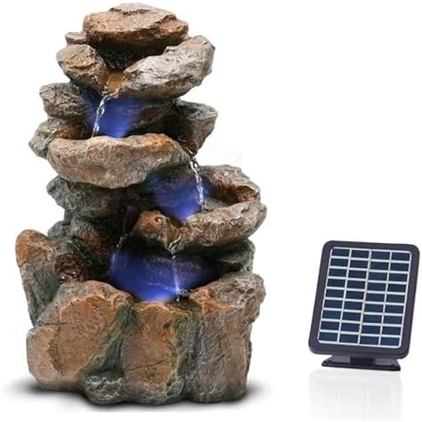 Bloomida Solarbrunnen für Draussen Springbrunnen mit LED I Balkon