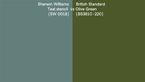 Sherwin Williams Teal Stencil Sw 0018 Vs British Standard Olive Green