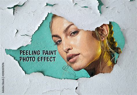 Peeling Paint Photo Effect On Wall Surface Mockup Stock Template