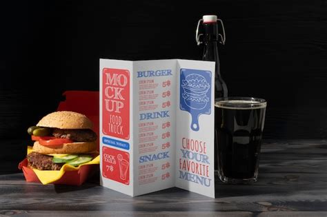 Premium Psd Hamburger Menu Mock Up With Tasty Food