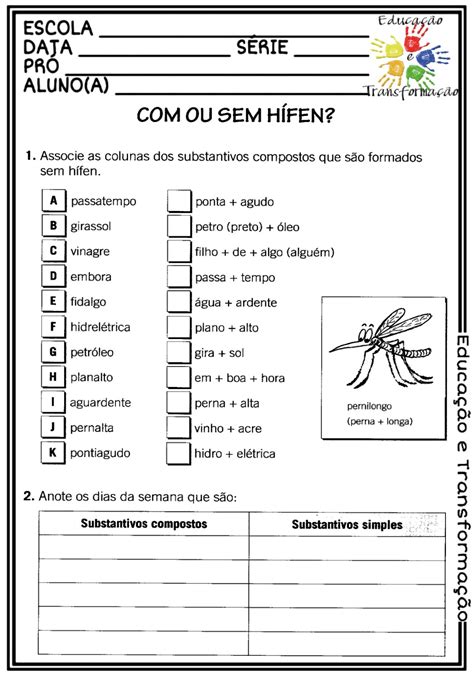 Substantivo Composto Atividade Feita Para Se Divertir