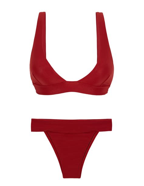Biqu Ni Brasileiro De Top Desportivo Decotado Vermelho Bikini V Pitanga Marca Grife Haight