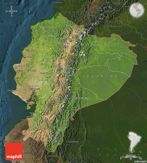 Satellite Map Of Ecuador Darken