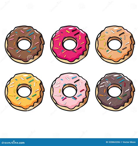 Colorful Donuts Topped Sprinkles, Sweet Bakery Items, Six Assorted