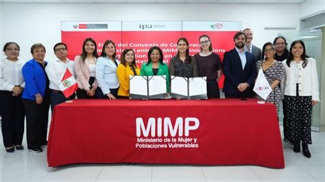 MIMP firma convenio de cooperación con IPA para fortalecer con