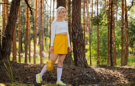 Wallpaper Forest Hot Girl Trees Nature Yellow Model Babe Sexy Woman For Mobile And