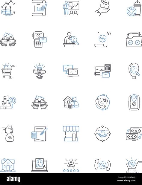Income And Revenue Line Icons Collection Earnings Profit Sales