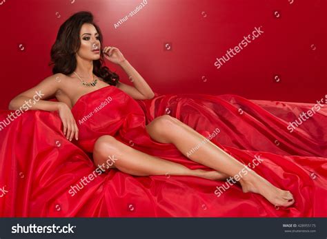 Sexy Naked Woman Lying On Red Stock Photo Shutterstock
