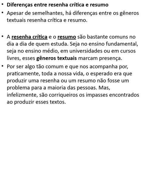 Diferenças Entre Resenha E Resumo - Diferenças entre Resenha e Resumo | PDF | Abstract (resumo) | Crítica