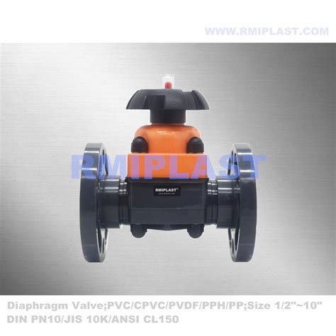 Pvcu Diaphragm Valve Epdm Membrane With Flange End Connection Jis K