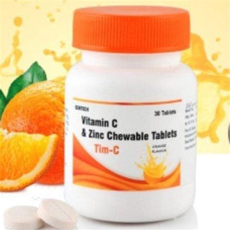 Orange Flavour Vitamin C And Zinc Chewable Vitamin Tablets 30 Tablets Efficacy Promote