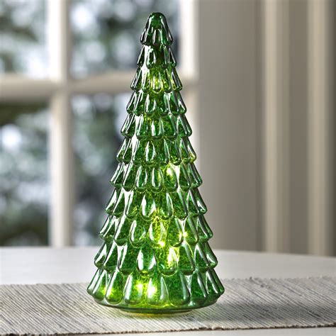 Lighted Glass Christmas Tree For Tabletops Shelves Mantles