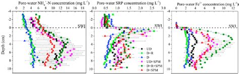 Pore Water Concentrations Of Srp Nh 4 N And Fe 2 Across The Swi