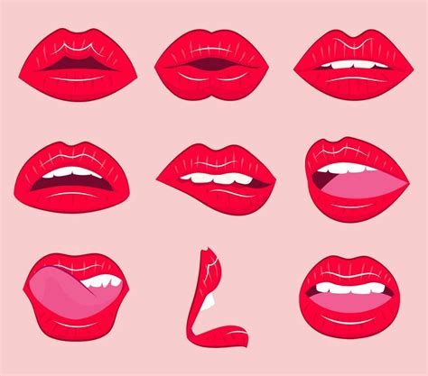 Lips Illustration Set Beautiful Sexy Red Lips 29413930 Vector Art At