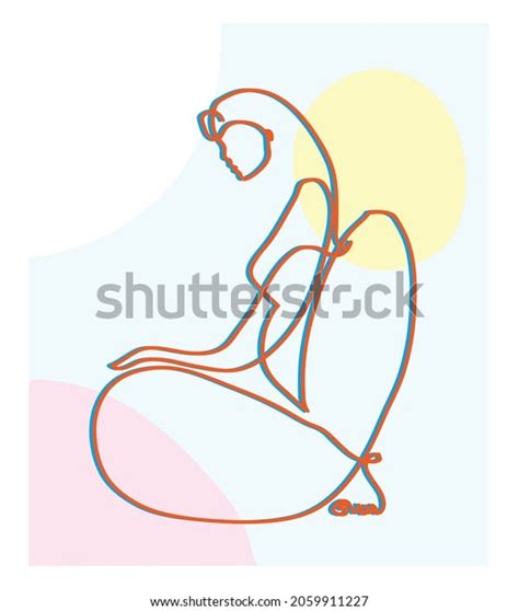 One Line Drawing Sitting Nude Woman Stock Vector Royalty Free Shutterstock
