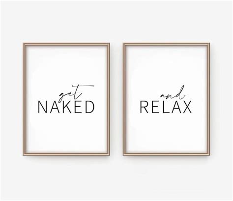 Get Naked And Relax Set Of Printable Bathroom Funny Bathroom Wall Art Minimalist Get Naked