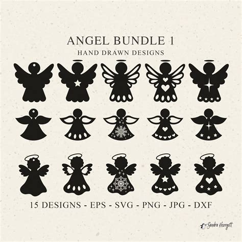 Angel Plotter Files Svg Dxf Png Leaves Star Heart Cricut Etsy Canada