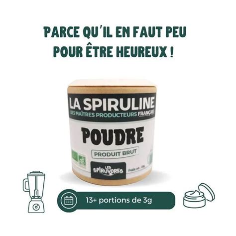 Spiruline en poudre bio Française format 13 jours de cure 40g