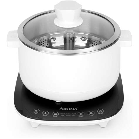 Aroma Stainless Steel Hot Pot Silver Asp Quart Auto Lift Aroma