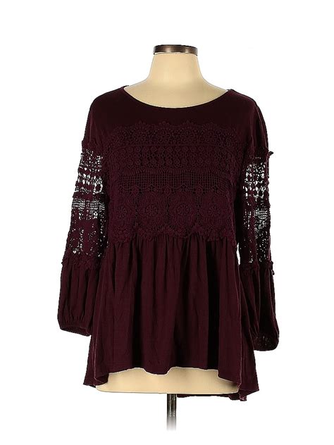 Hannah Burgundy Long Sleeve Top Size L Off Thredup