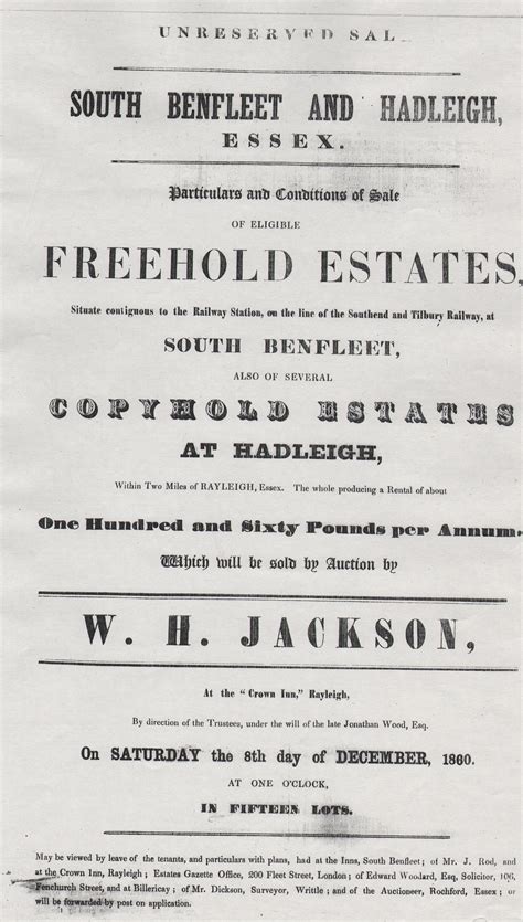 Property Auction 1860 | Buildings and Development | Benfleet Community
