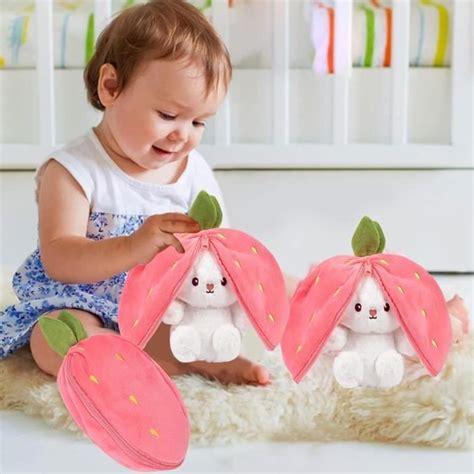 Peluche Lapin Fraise Lapin Fraise Cache Cache Douce Et Câline Bunny