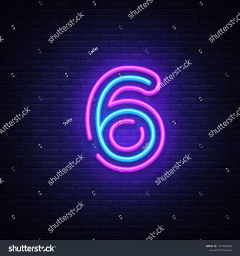Number Six Symbol Neon Sign Number Stock Illustration 1147688900