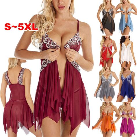 Cores S Xl Sexy Lingerie Mulheres Oco Lace Vestido Babydoll