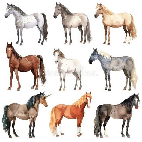 Recogida De Caballos Aislados En Un Fondo Transparente Conjunto De