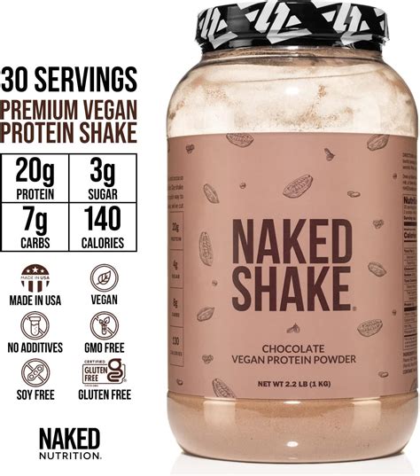 Naked Shake Polvo de proteína de chocolate Batido de proteínas a base de plantas de granjas