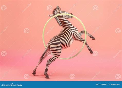 Zebra Standing On Its Hind Legs With A Hula Hoop Stock Illustration