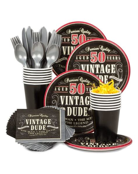 Bbkit696 Vintage Dude 50th Birthday Party Standard Tableware Kit