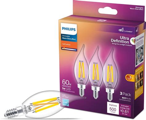 Amazon Philips Led Ba Ultra Definition Dimmable Led Light Bulbs