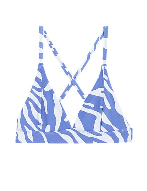 Buy Printed Plunge V Neck Bikini Top At Marks Spencer