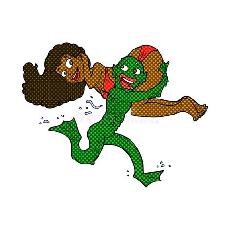 Fille De Transport De Bande Dessin E De Monstre Comique De Marais Dans Le Bikini Illustration