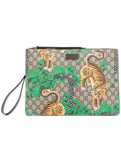 Gucci Bengal Tiger Print Pouch Modesens