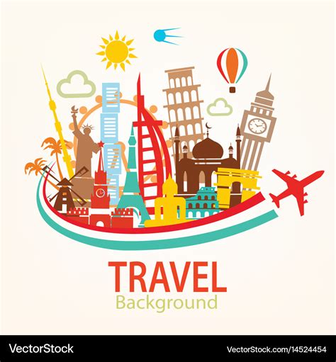 World Travel Landmarks Silhouettes Icons Set Vector Image