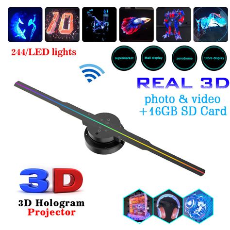 Naked Eye D Holographic Projector Stereo Rotating Suspension Aerial Imaging Fan Screen Wall