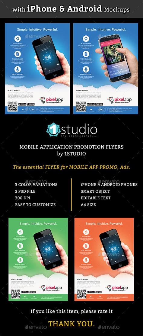 Mobile App Flyers With Iphone And Android Mockup Template Design