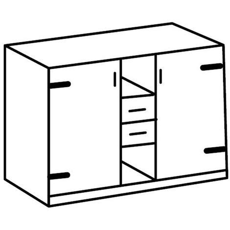 Calicosy Commode Portes Tiroirs Et Niches Ouvertes L Cm