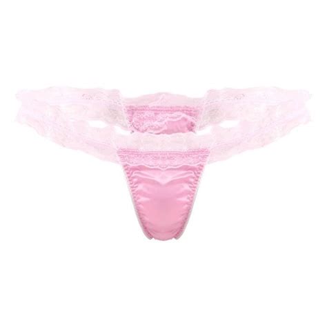 Iixpin String Homme Sissy Lingerie Sexy Dentelle Slip Gay Erotique Sous Vêtement Satin Culotte