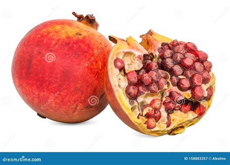 Pomegranate And Its Cross Section 3d Rendering With Realistic Texture