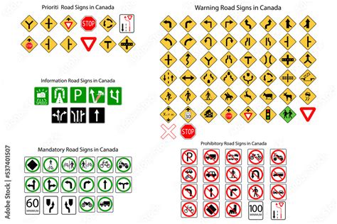 Road signs in Canada. Road signs of Canada set. All road signs canada ...