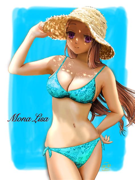 Mona Lisa Grimms Notes Grimms Notes 1girl Alternate Costume Bikini Blue Bikini Brown