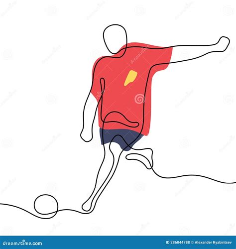 Ilustração Colorida Do Vetor De Linha Contínua Do Jogador De Futebol