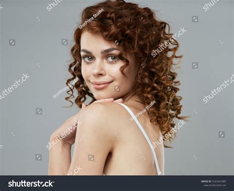 Charming Woman Curly Hair Naked Shoulders Stock Photo Shutterstock
