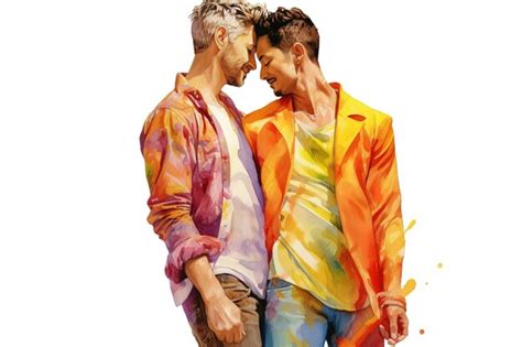 Desenho De Casal Gay Isolado Em Fundo Branco Gerado Por Ia Foto Premium